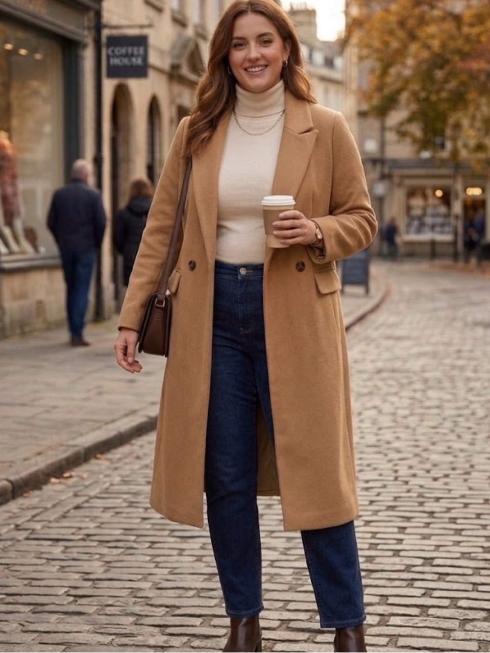 NWOT Womens Camel Double-Breasted Coat - Unbranded